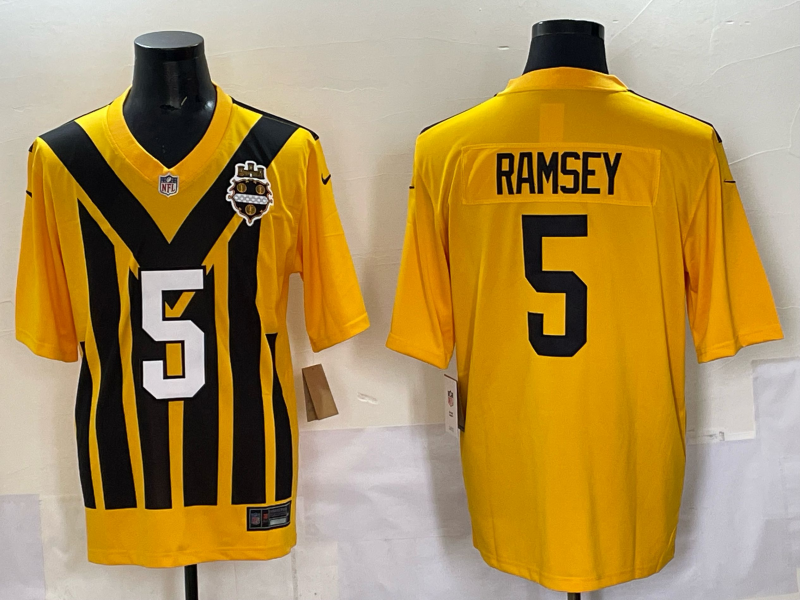 Men's Pittsburgh Steelers Jalen Ramsey #5 Gold Alternate 1933 Throwback Jersey